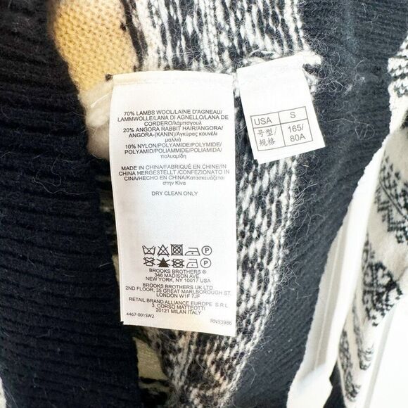 Brooks Brothers Women Black & White Crew Neck Fair Isle Lambswool Sweater Size S - Picture 4 of 5